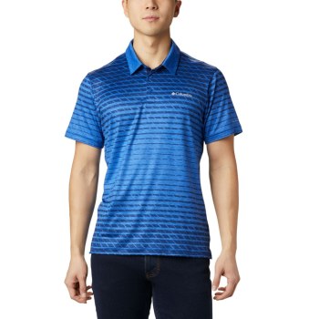 Columbia Tech Trail Print, Polo Azules Para Hombre | 194852-AZW